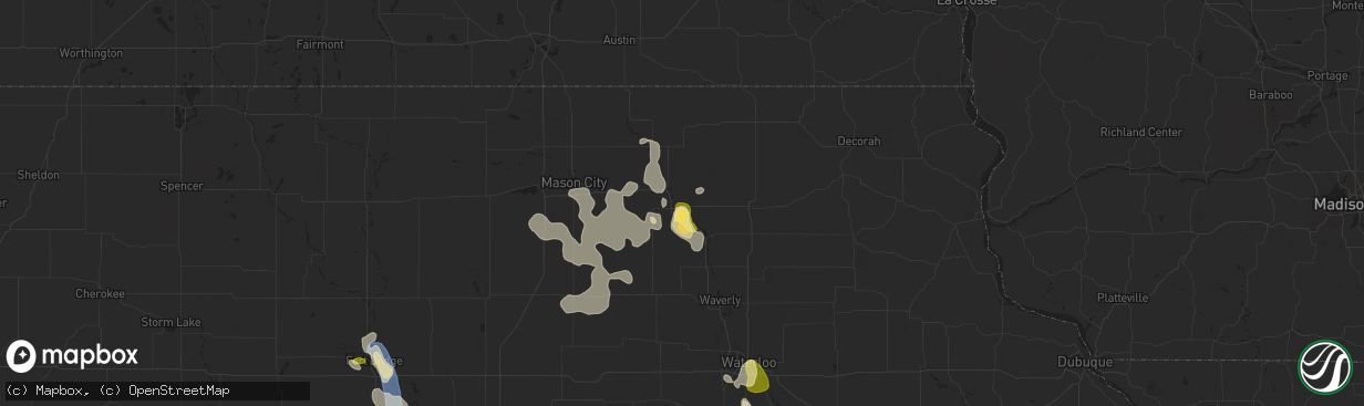 Hail map in Charles City, IA on September 16, 2025