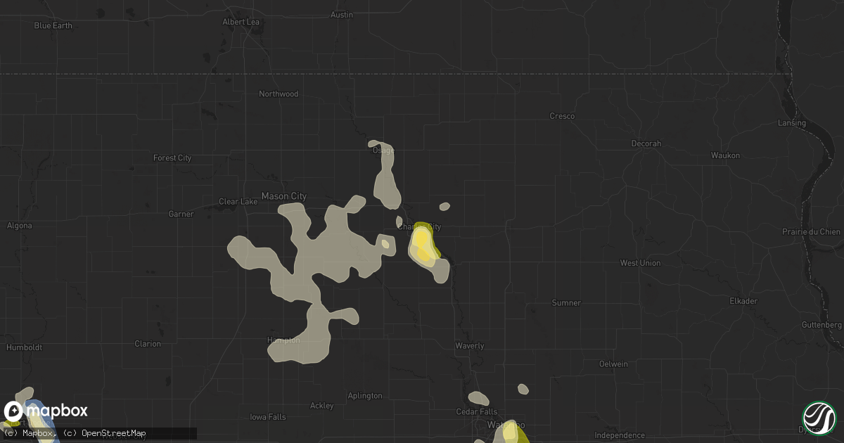 Hail map in Charles City, IA on September 16, 2025
