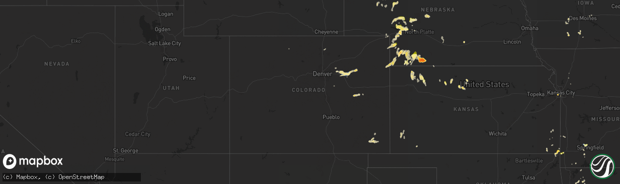 Hail map in Colorado on September 16, 2025
