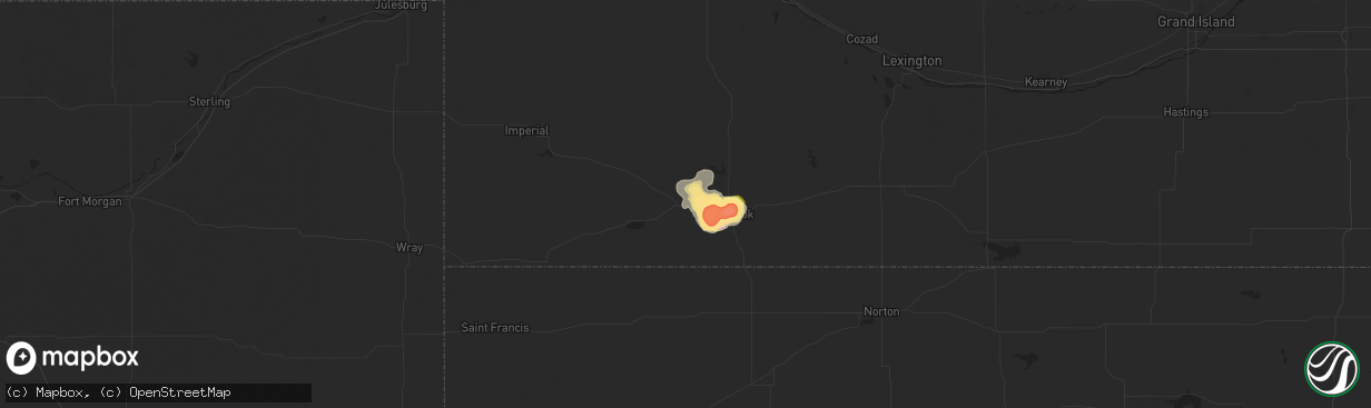 Hail map in Culbertson, NE on September 16, 2025