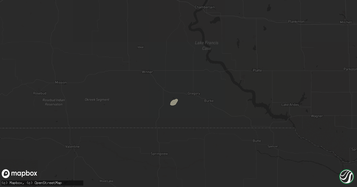 Hail map in Dallas, SD on September 16, 2025