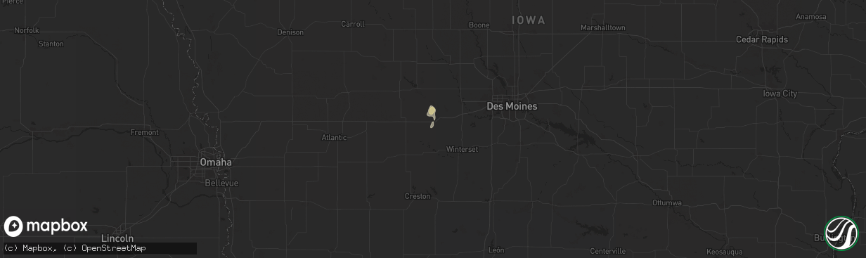 Hail map in Dexter, IA on September 16, 2025