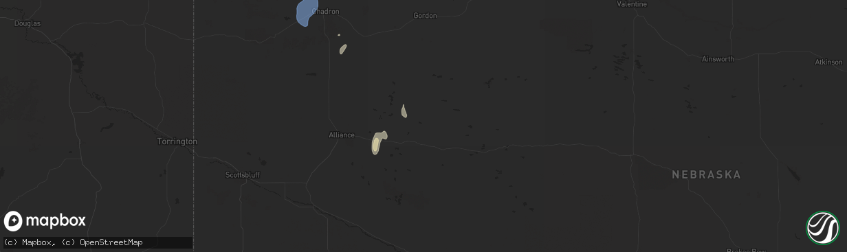 Hail map in Ellsworth, NE on September 16, 2025