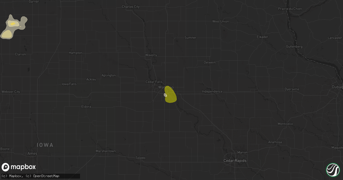 Hail map in Evansdale, IA on September 16, 2025