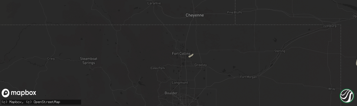 Hail map in Fort Collins, CO on September 16, 2025