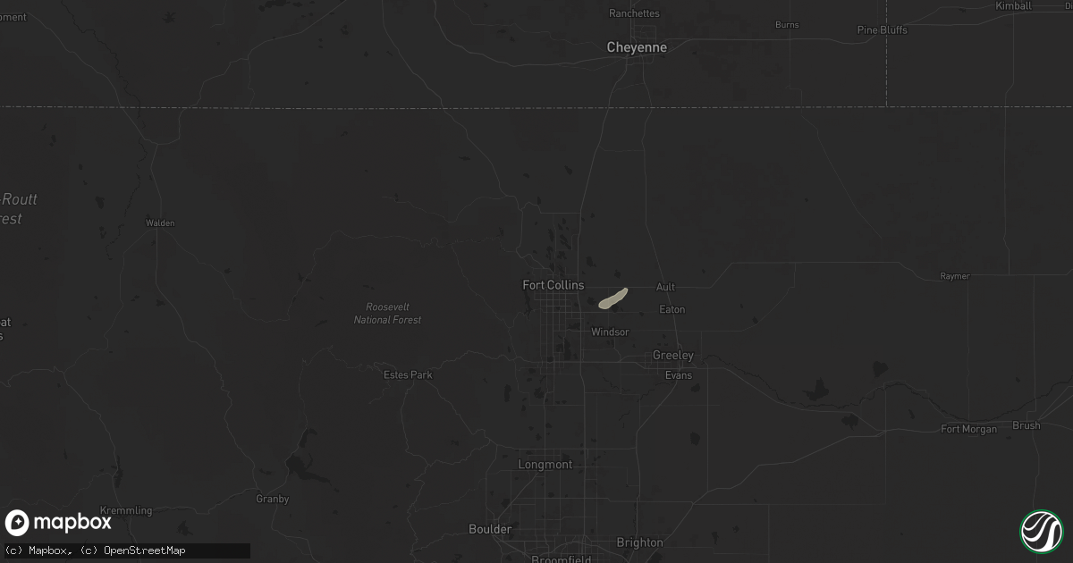 Hail map in Fort Collins, CO on September 16, 2025