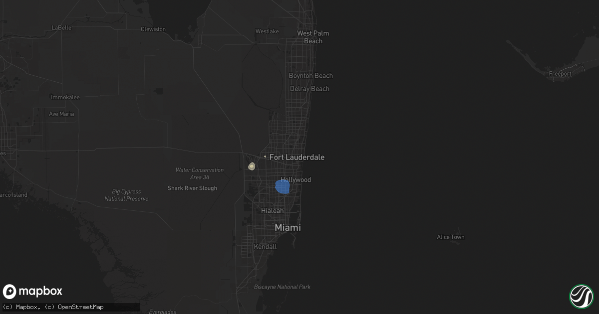 Hail map in Fort Lauderdale, FL on September 16, 2025