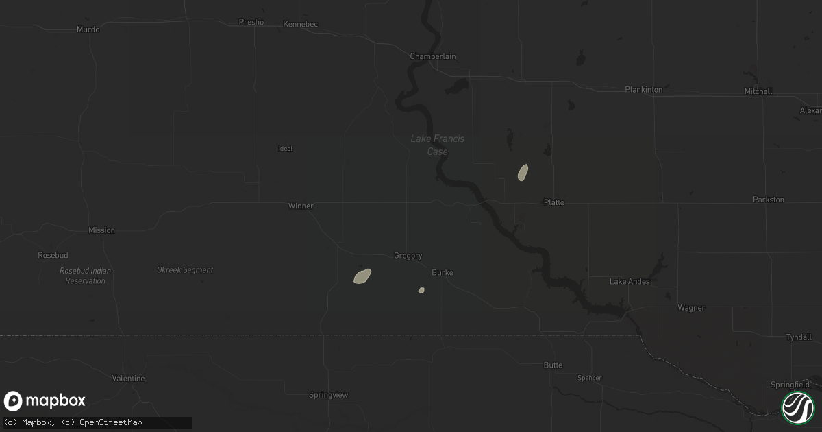 Hail map in Gregory, SD on September 16, 2025