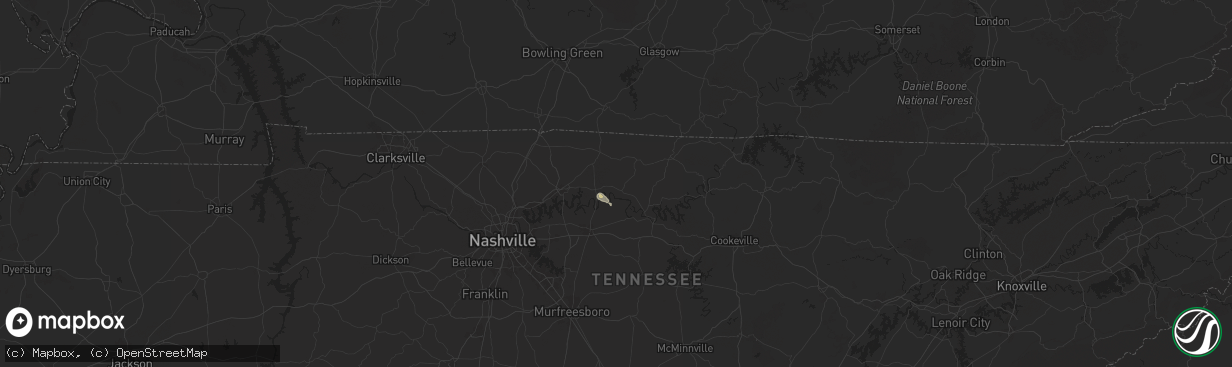 Hail map in Hartsville, TN on September 16, 2025