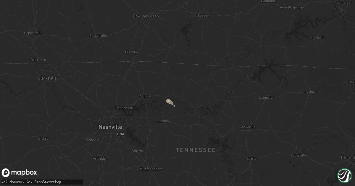 Hail map in Hartsville, TN on September 16, 2025
