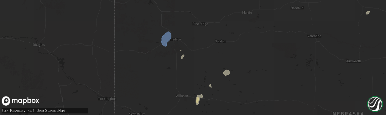 Hail map in Hay Springs, NE on September 16, 2025