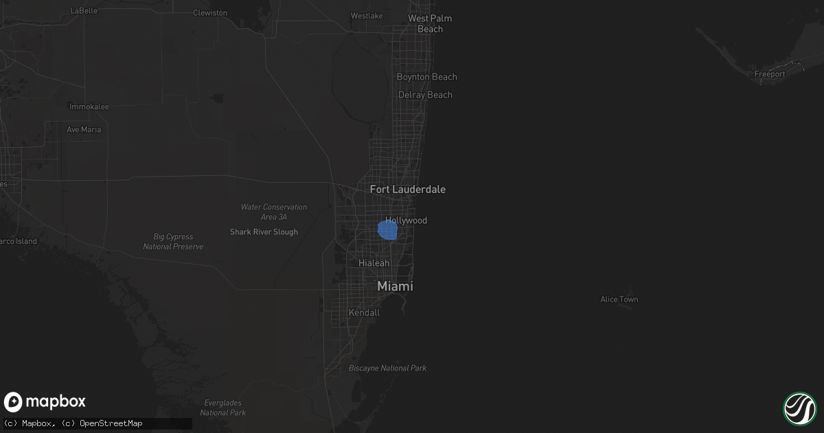Hail map in Hollywood, FL on September 16, 2025