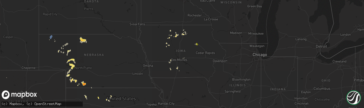 Hail map in Iowa on September 16, 2025