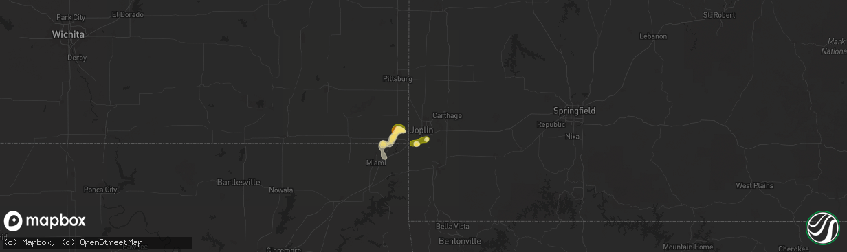 Hail map in Joplin, MO on September 16, 2025