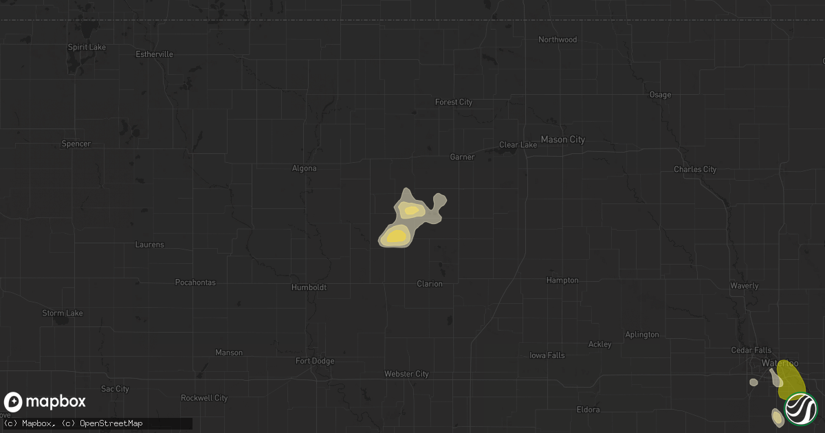 Hail map in Kanawha, IA on September 16, 2025