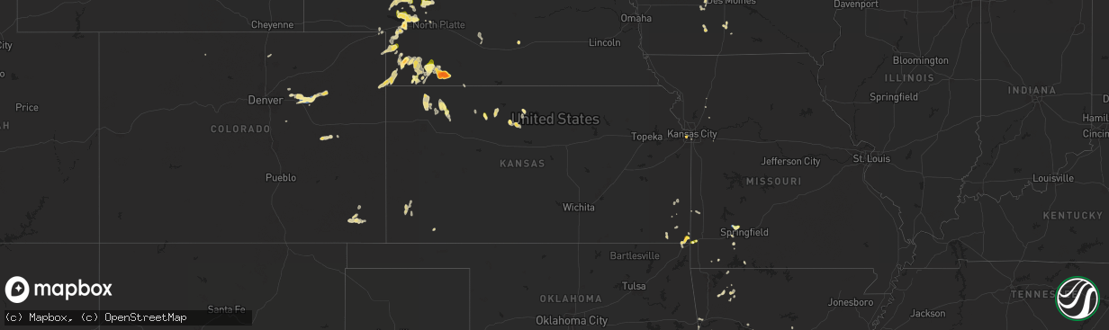 Hail map in Kansas on September 16, 2025