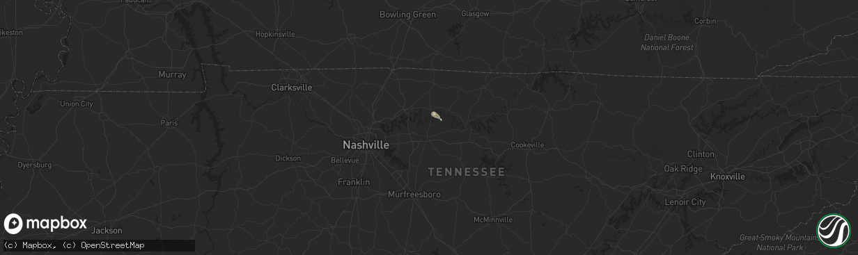 Hail map in Lebanon, TN on September 16, 2025