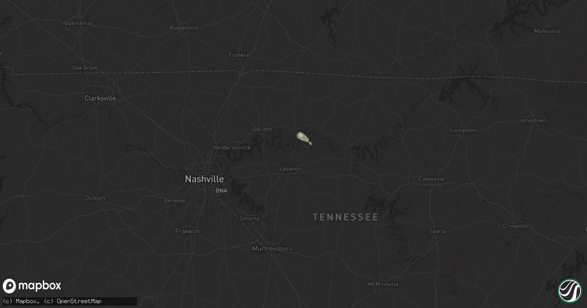 Hail map in Lebanon, TN on September 16, 2025