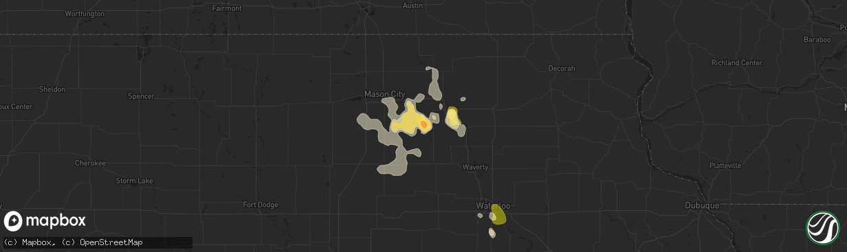 Hail map in Marble Rock, IA on September 16, 2025