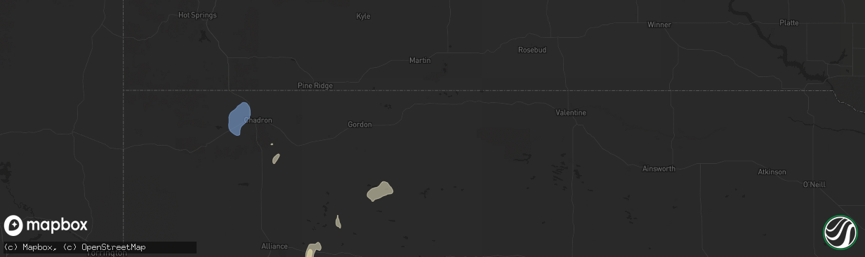 Hail map in Merriman, NE on September 16, 2025