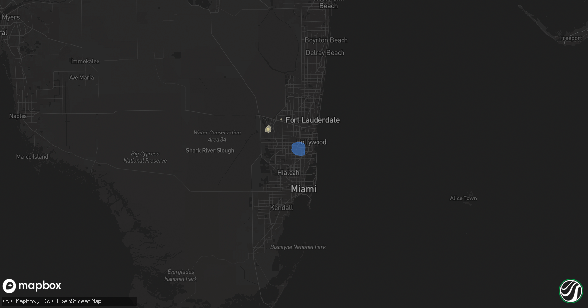 Hail map in Miami Gardens, FL on September 16, 2025