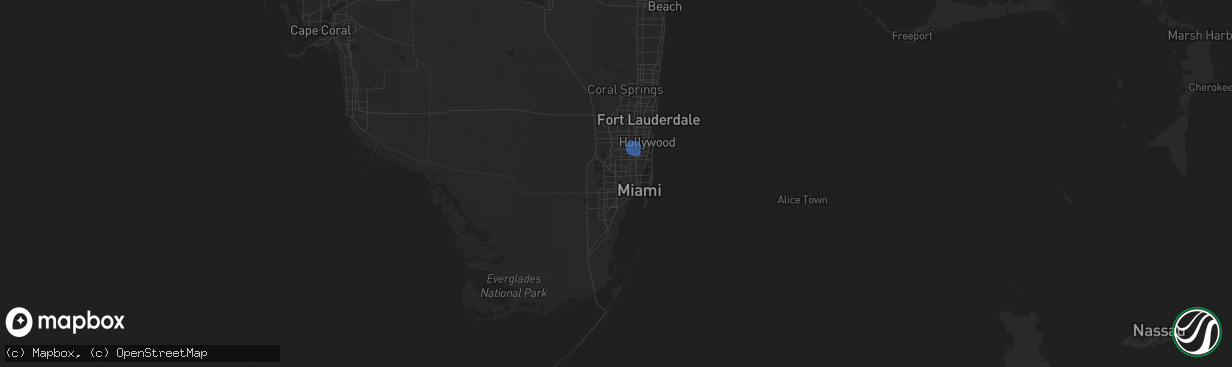 Hail map in Miami, FL on September 16, 2025