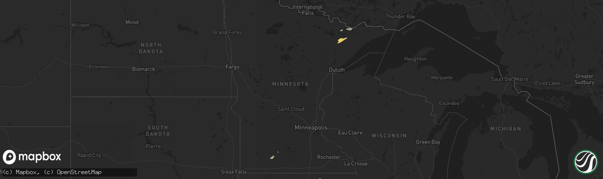 Hail map in Minnesota on September 16, 2025