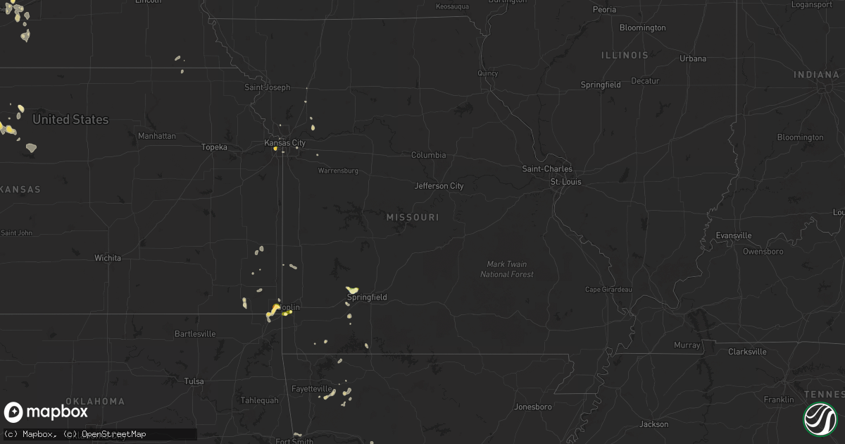 Hail map in Missouri on September 16, 2025