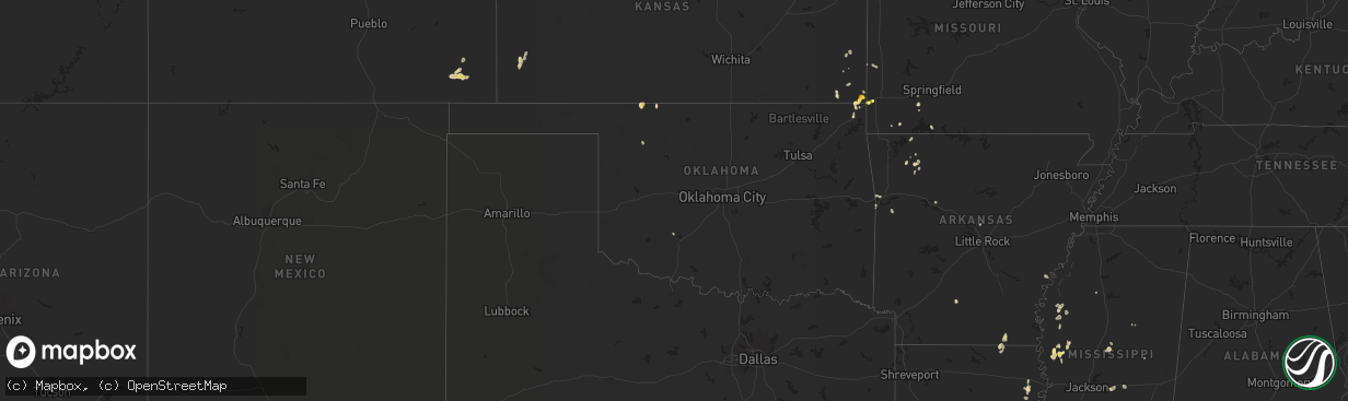 Hail map in Oklahoma on September 16, 2025
