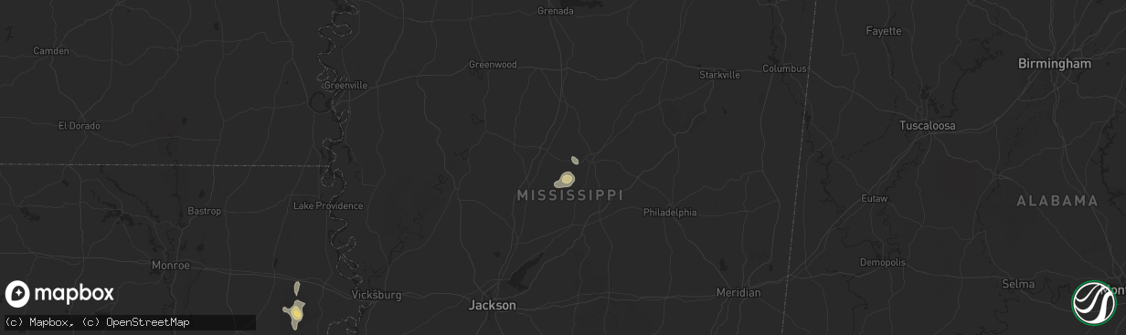 Hail map in Sallis, MS on September 16, 2025