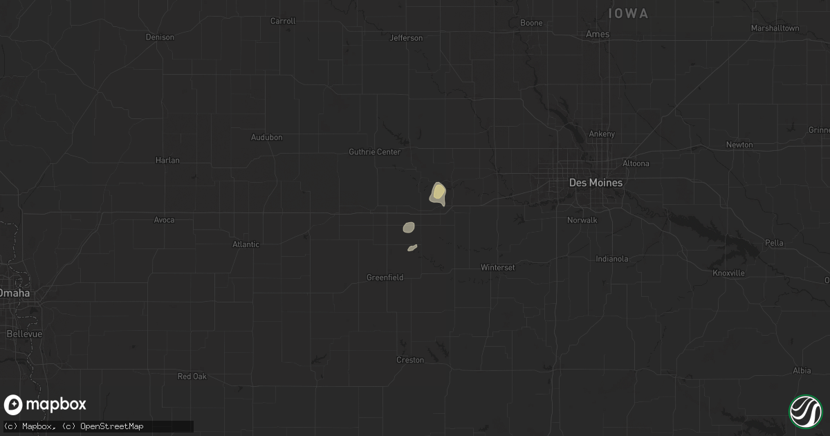 Hail map in Stuart, IA on September 16, 2025