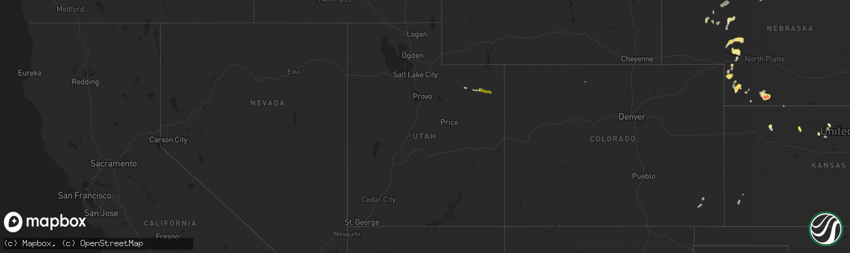 Hail map in Utah on September 16, 2025