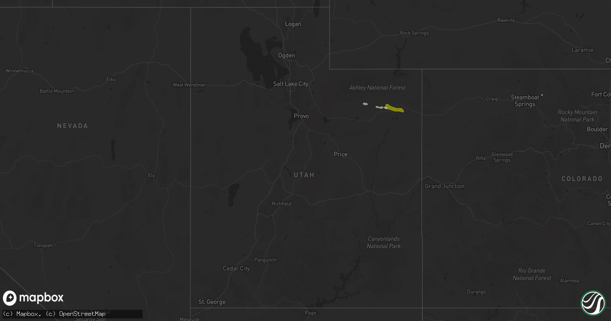 Hail map in Utah on September 16, 2025
