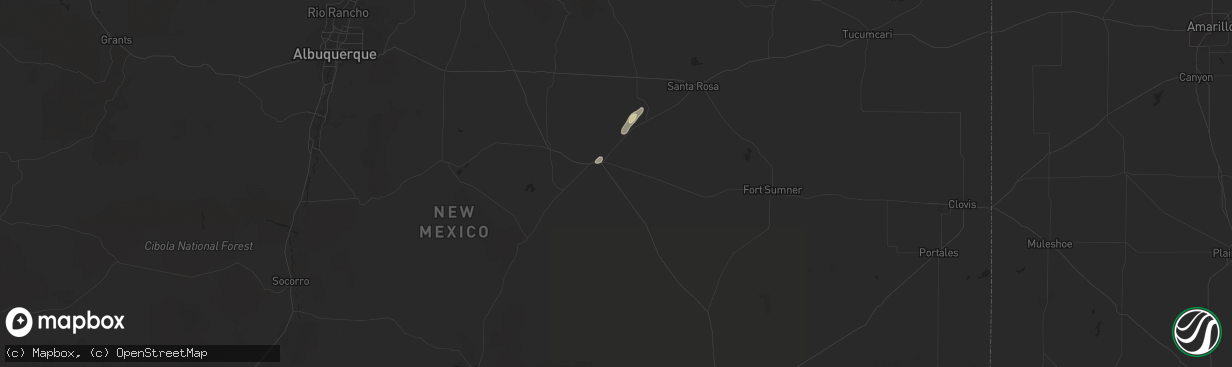 Hail map in Vaughn, NM on September 16, 2025