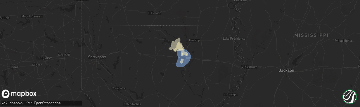 Hail map in West Monroe, LA on September 16, 2025