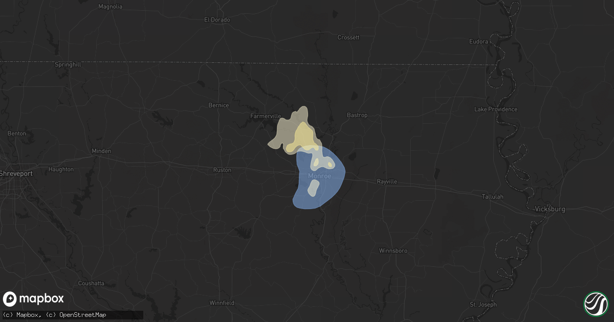 Hail map in West Monroe, LA on September 16, 2025