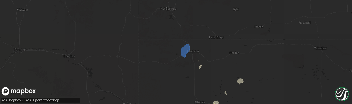 Hail map in Whitney, NE on September 16, 2025