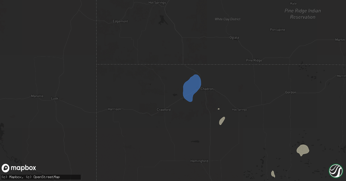 Hail map in Whitney, NE on September 16, 2025