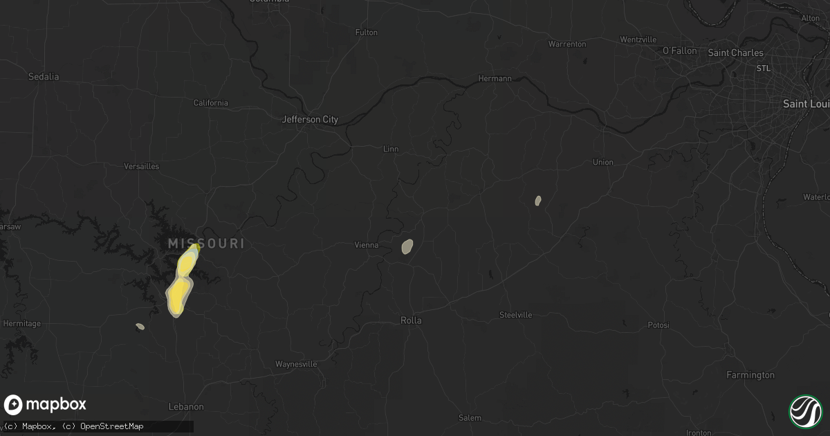 Hail map in Belle, MO on September 16, 2026