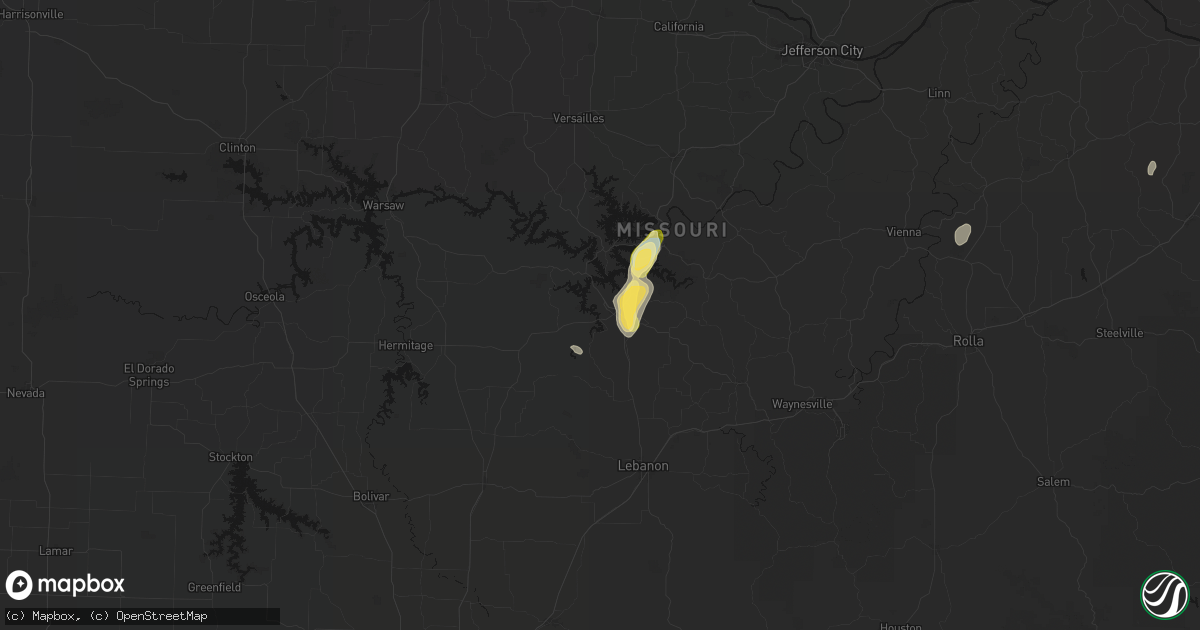 Hail map in Camdenton, MO on September 16, 2026