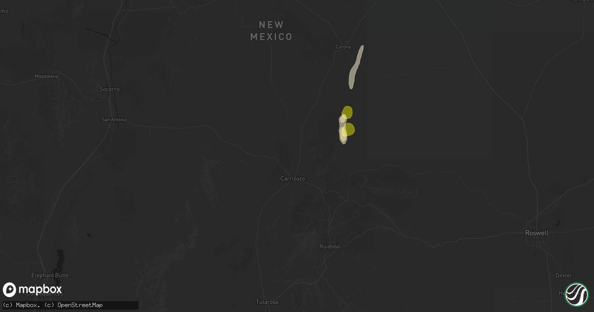 Hail map in Carrizozo, NM on September 16, 2026