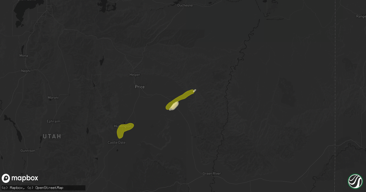 Hail map in East Carbon, UT on September 16, 2026