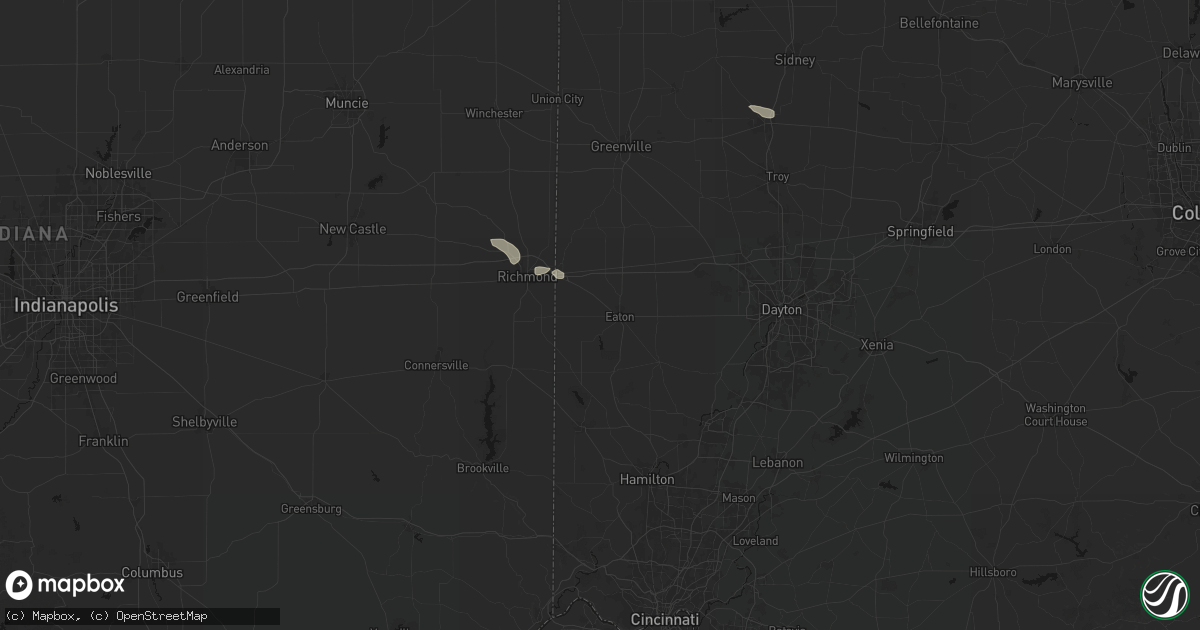Hail map in Eaton, OH on September 16, 2026