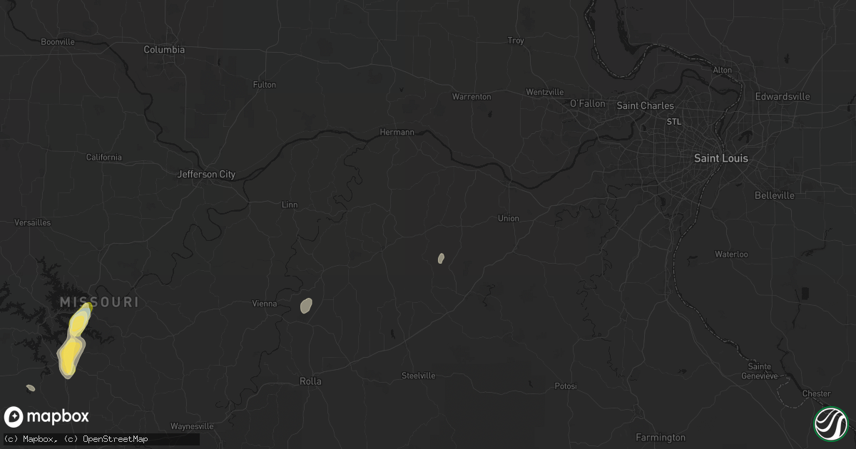 Hail map in Gerald, MO on September 16, 2026