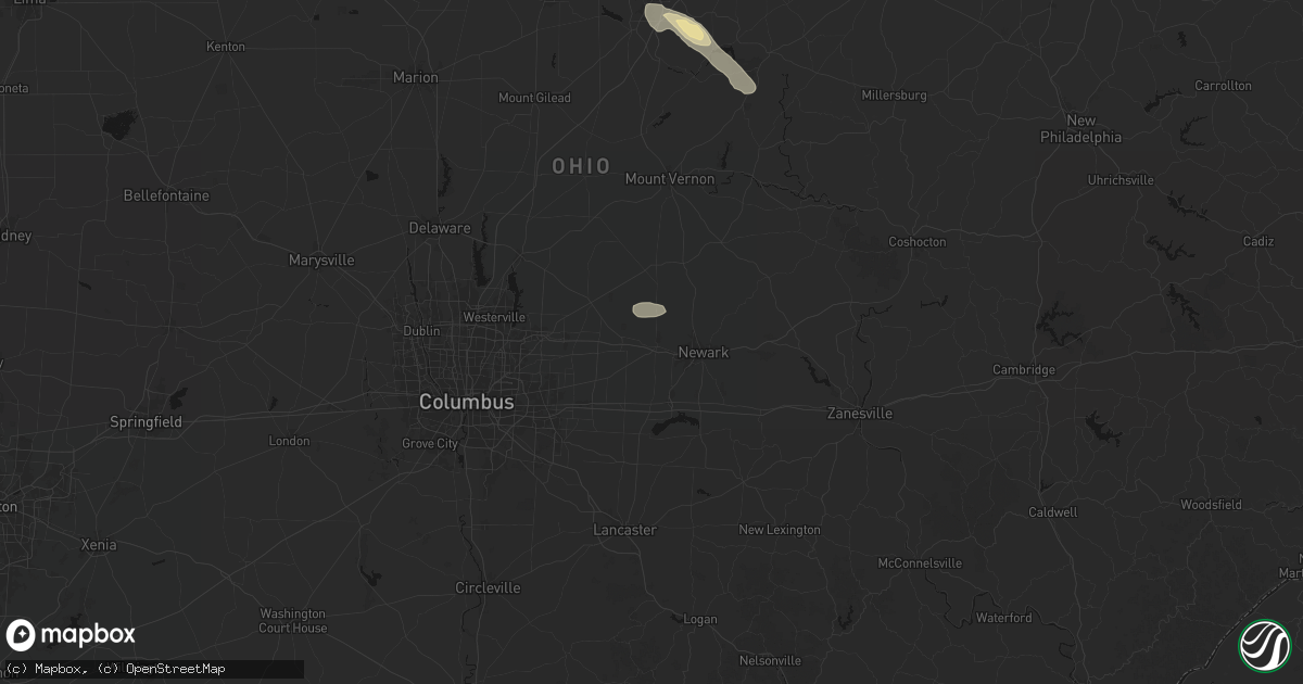 Hail map in Granville, OH on September 16, 2026