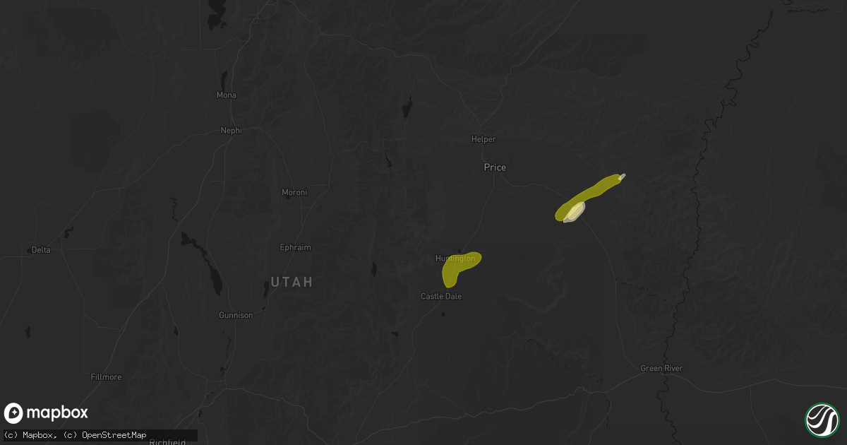 Hail map in Huntington, UT on September 16, 2026