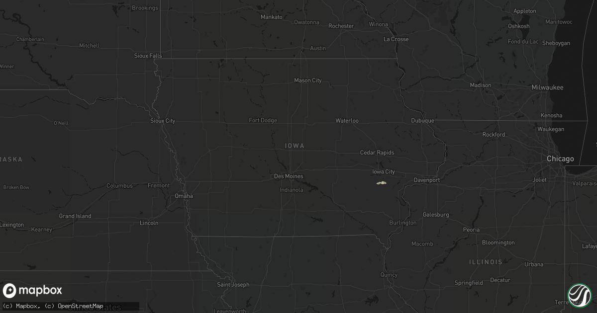 Hail map in Iowa on September 16, 2026