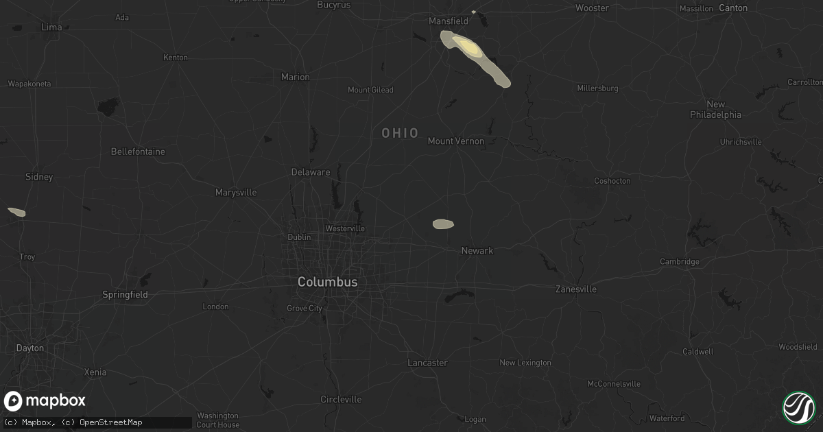 Hail map in Johnstown, OH on September 16, 2026
