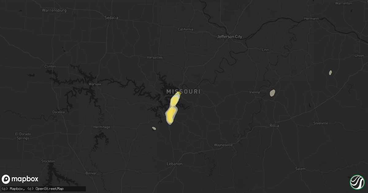 Hail map in Kaiser, MO on September 16, 2026