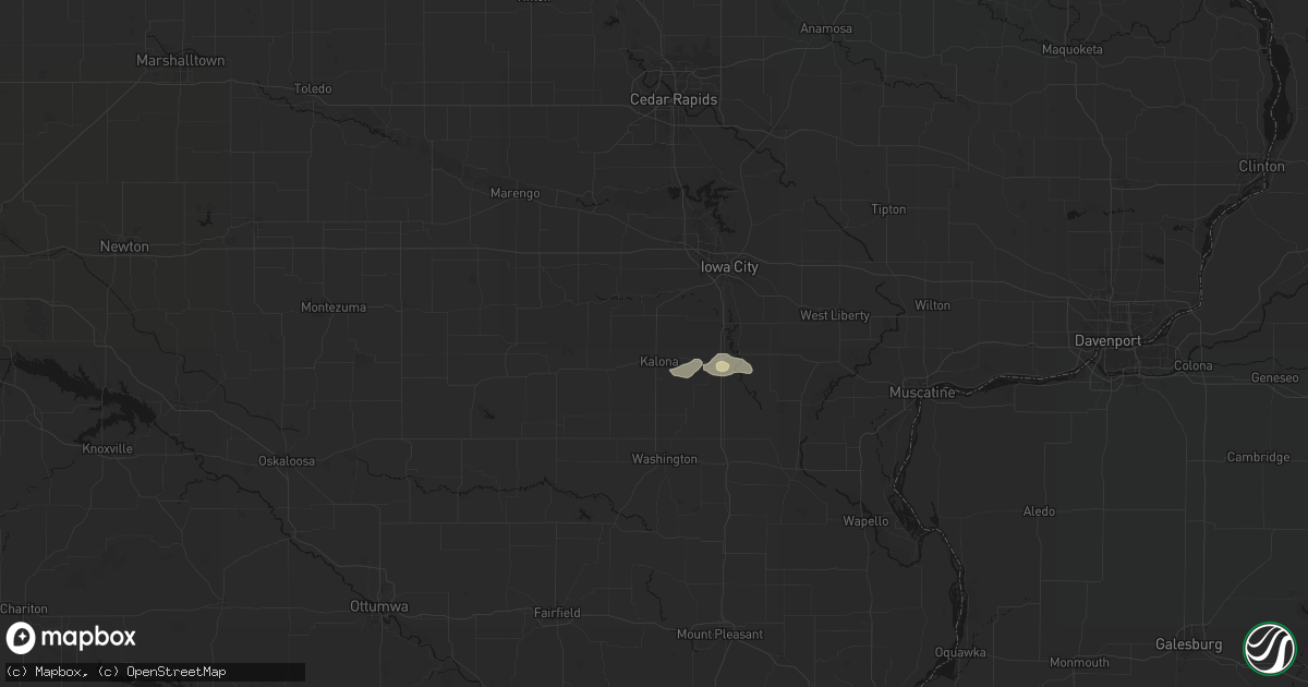 Hail map in Kalona, IA on September 16, 2026